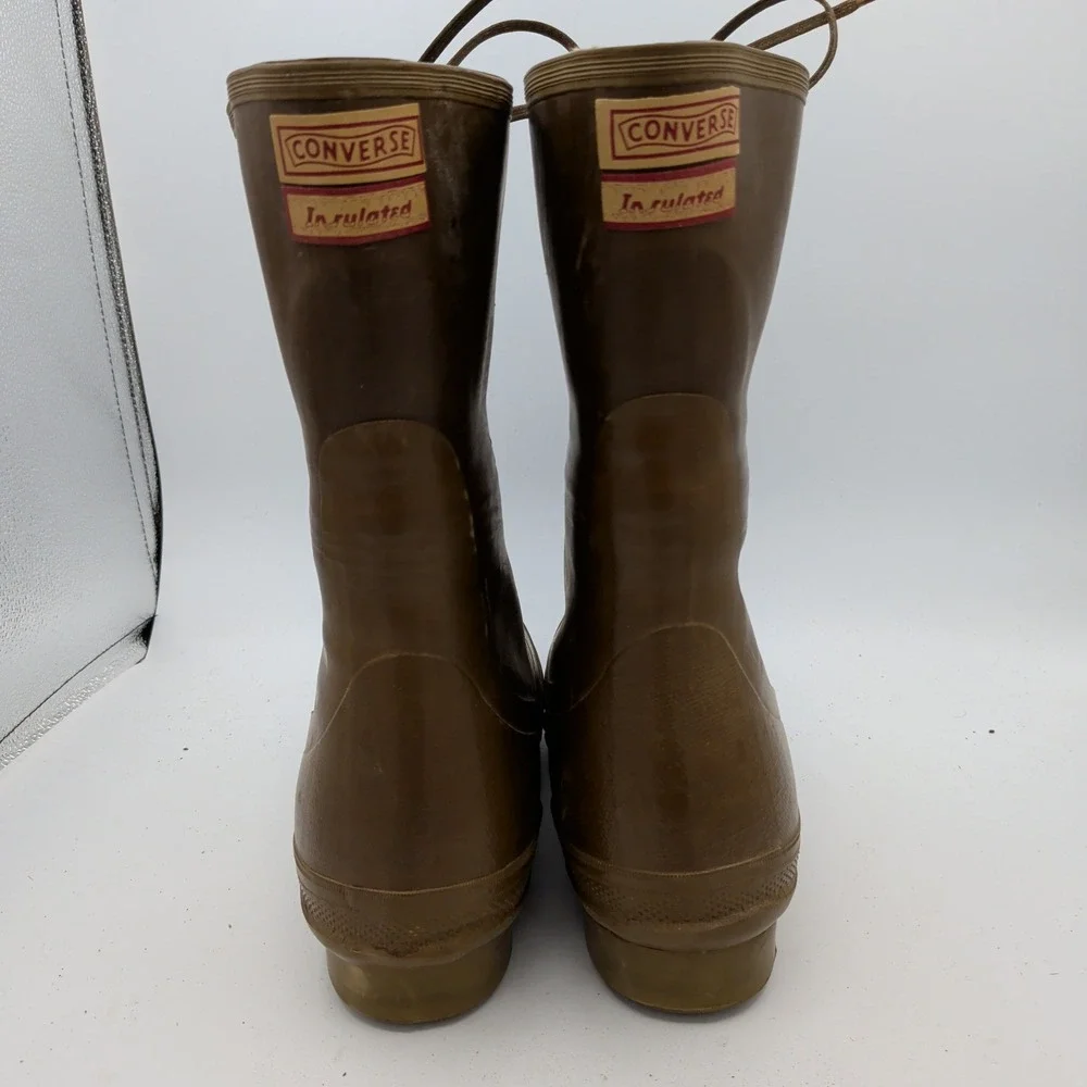 Converse Insulated Rubber Hunting Boots Brown Lace Up Waterproof Mens‎ 8 Vintage